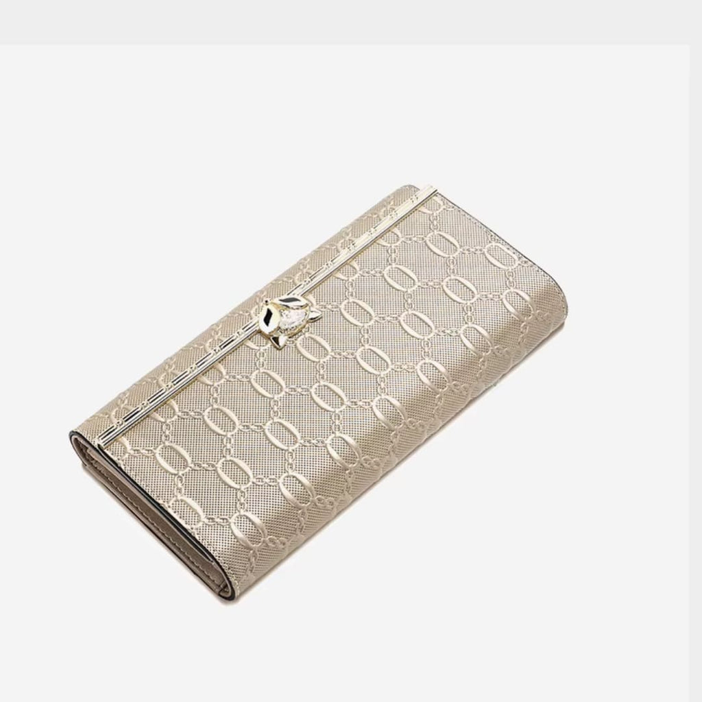 Carteira Feminina Grande De Couro Refinado Modelo Foxer Sélune Beige