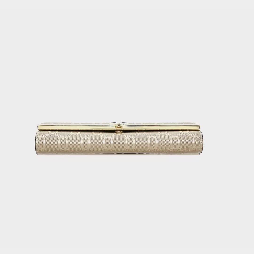 Carteira Feminina Grande De Couro Refinado Modelo Foxer Sélune Beige