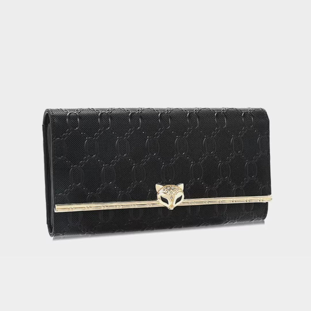 Carteira feminina Grande De Couro Modelo Foxer Sélune Black