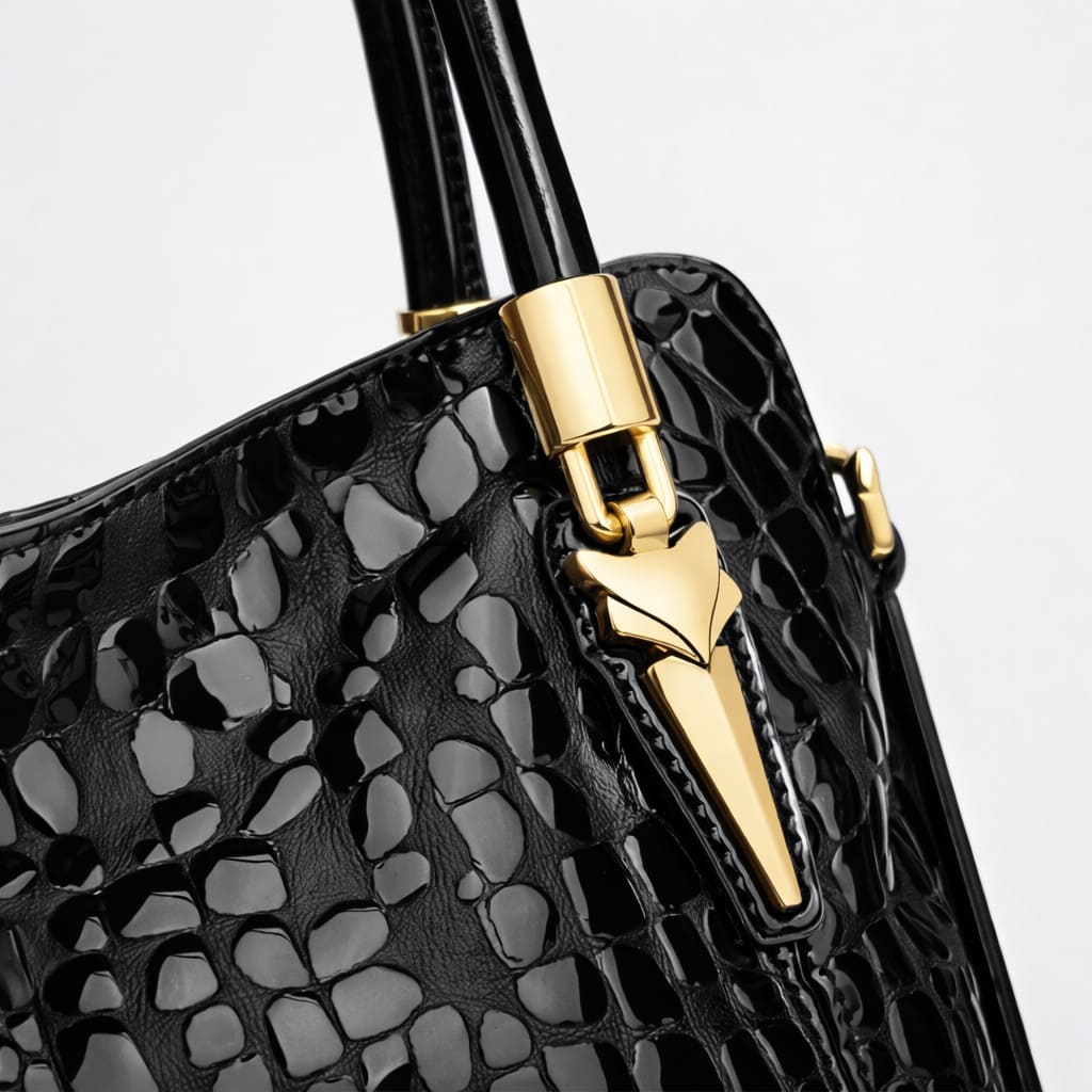 Bolsa Feminina  Grande Preta  De Couro Genuíno  Modelo Foxer Royale Black