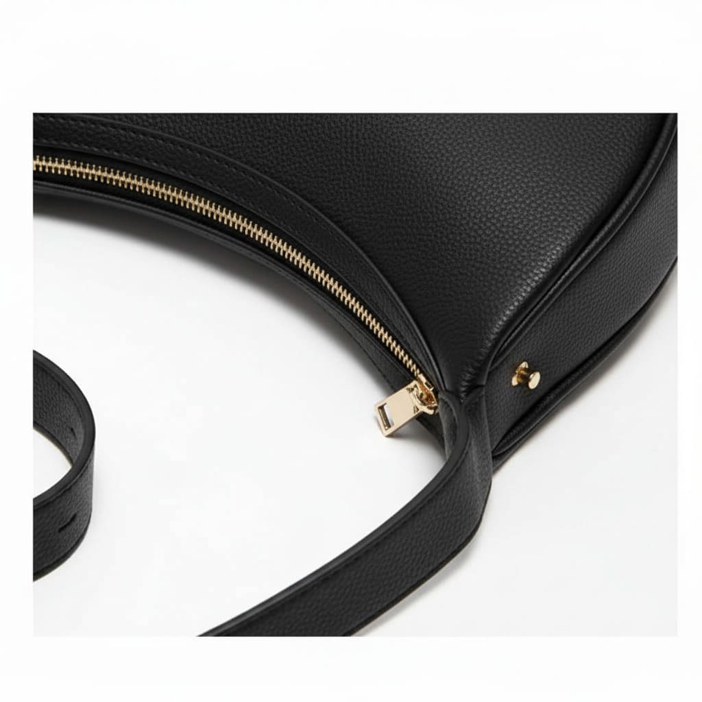 Detalhe do fechamento em zíper da bolsa FOXER Lunéra Black