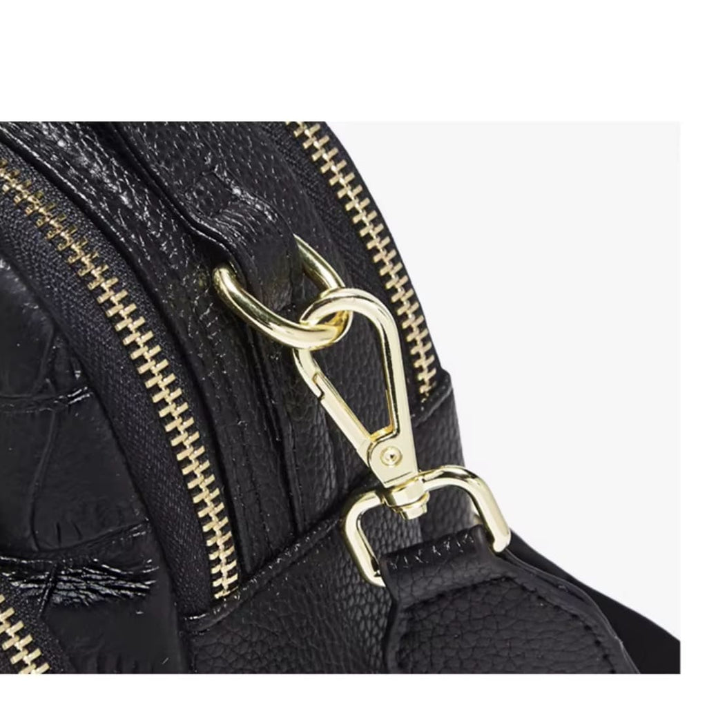 Bolsa Feminina Transversal De Couro Refinado  Modelo Rivelle Black