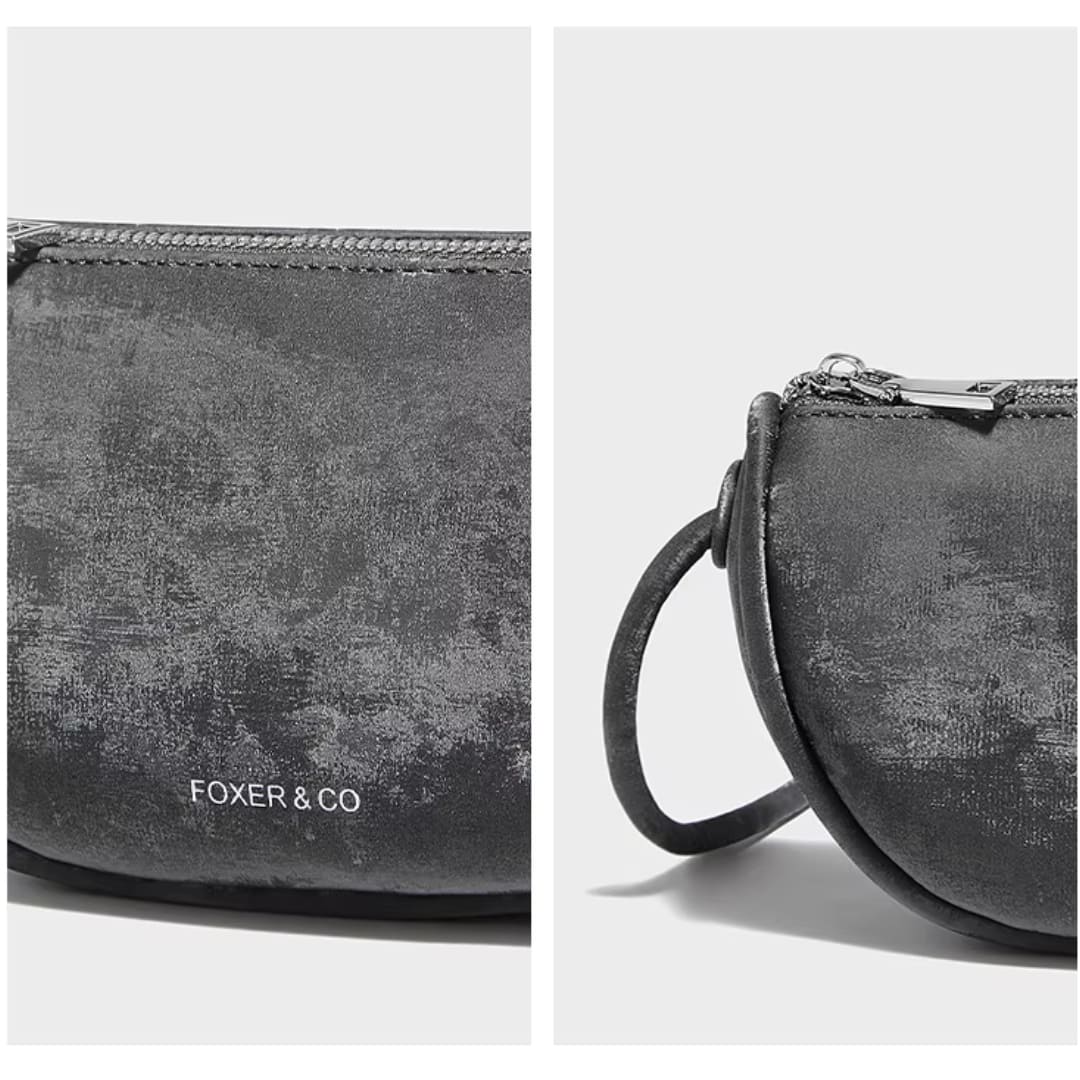 Detalhe do couro refinado da bolsa feminina FOXER Vérena