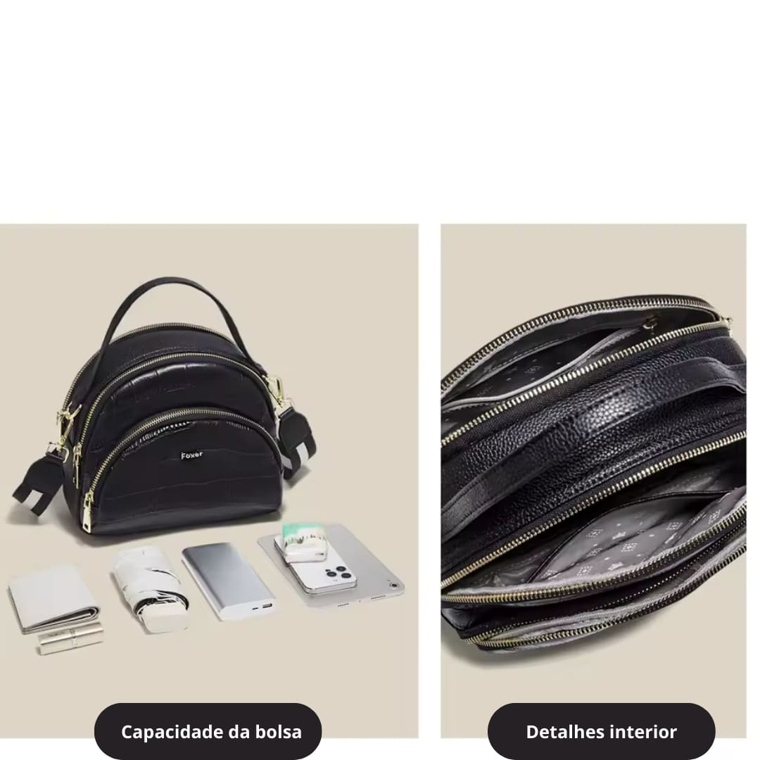 Bolsa feminina transversal de couro rivelle 1.3 