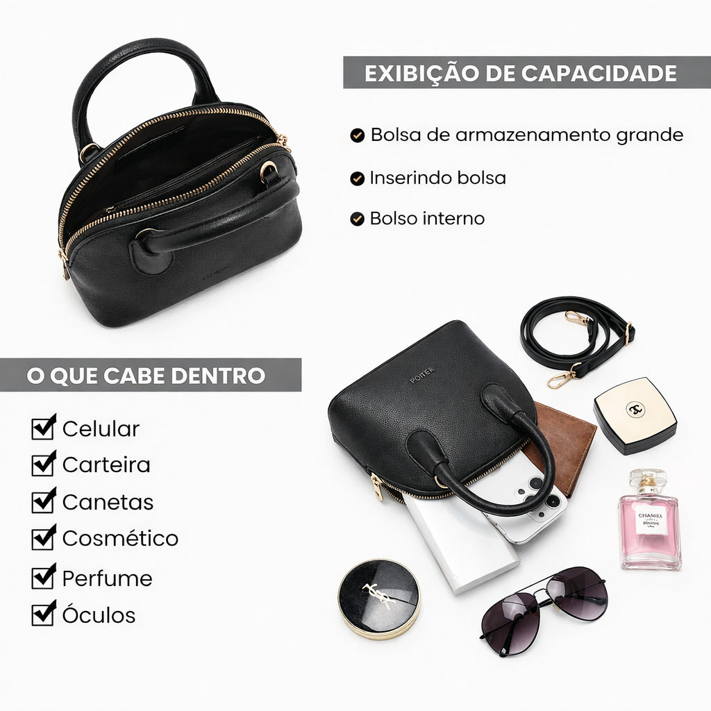 Bolsa Feminina Transversal Modelo Amélie Black