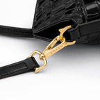 Bolsa Feminina  Grande Preta  De Couro Genuíno  Modelo Foxer Royale Black