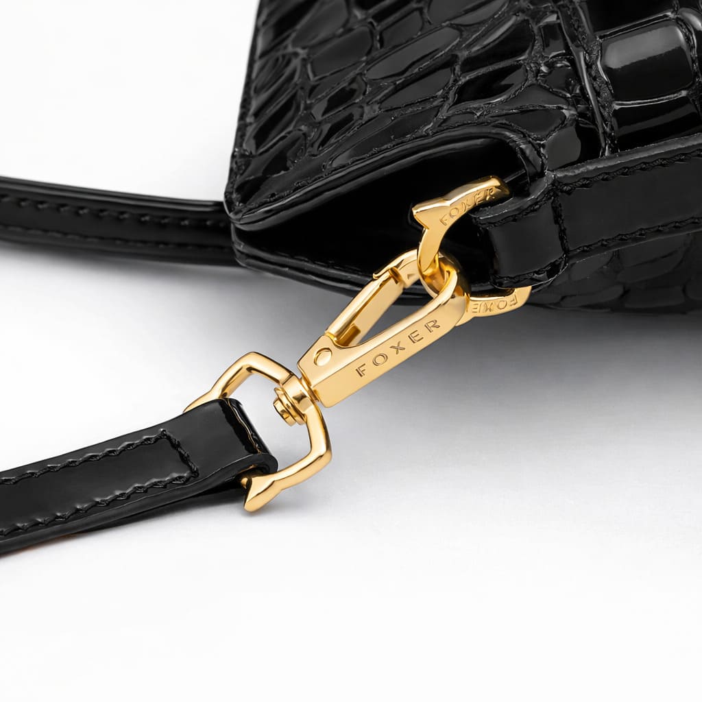 Bolsa Feminina  Grande Preta  De Couro Genuíno  Modelo Foxer Royale Black