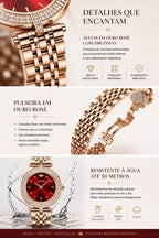 Relógio Feminino Quartzo Modelo Celebriné  Red Gold