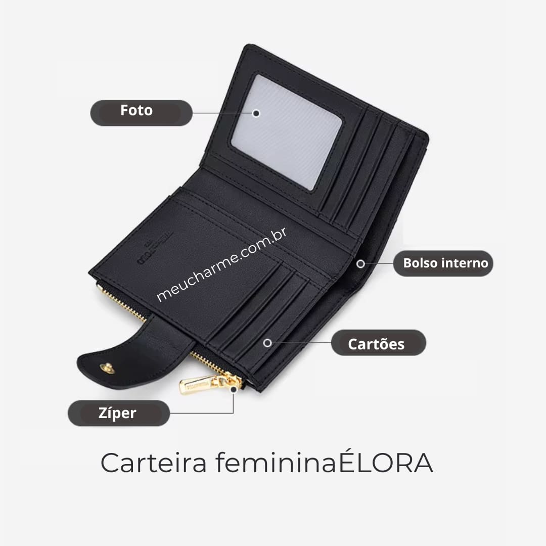 Carteira Feminina De Couro Modelo Élora - Linha WilliamPolo