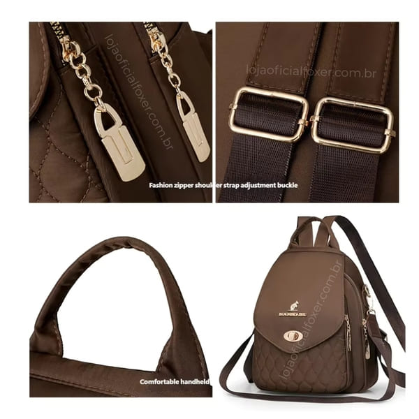 Mochila Feminina  De Couro Refinado Modelo  Bella  Brown