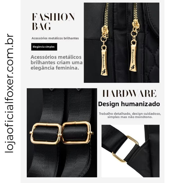 Mochila Feminina De Couro Modelo Bella Lux Black