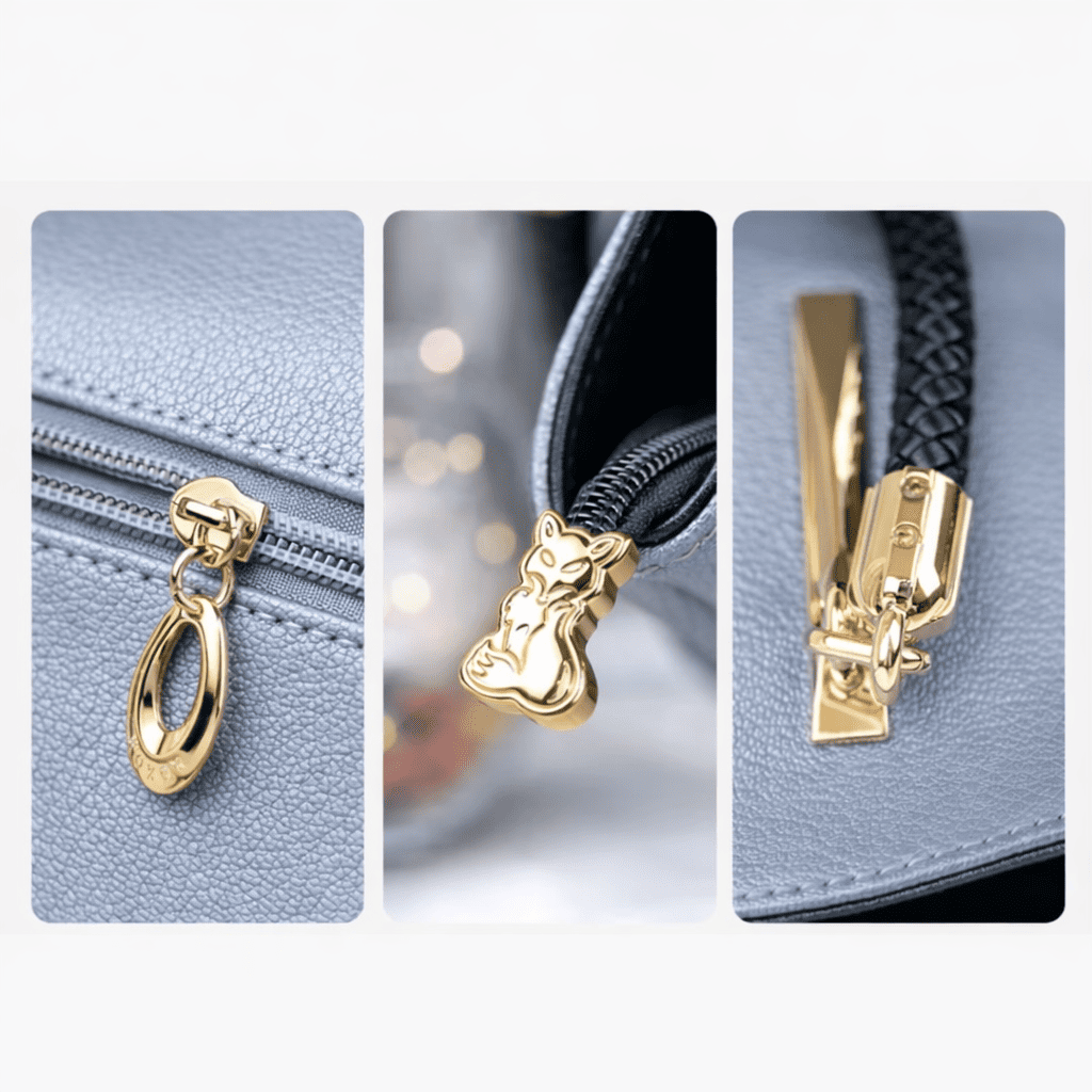 Bolsa Feminina Grande  De Couro  Modelo Foxer Vittora Blue