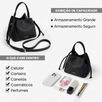 Bolsa Feminina De Couro Genuíno Modelo Foxer Ravelle Black