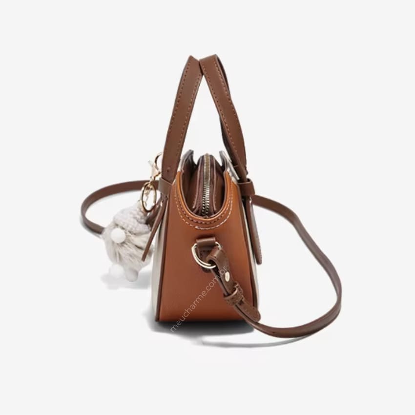 Bolsa Feminina Transversal  De Couro  Modelo Foxer  Verona Whit