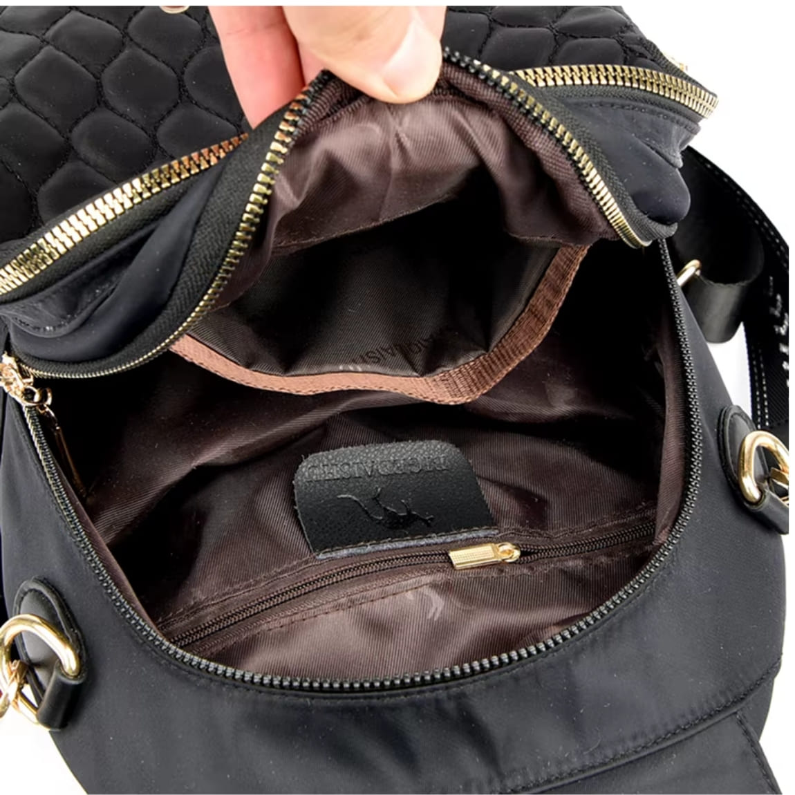 Mochila Feminina De Couro Modelo Bella Lux Black