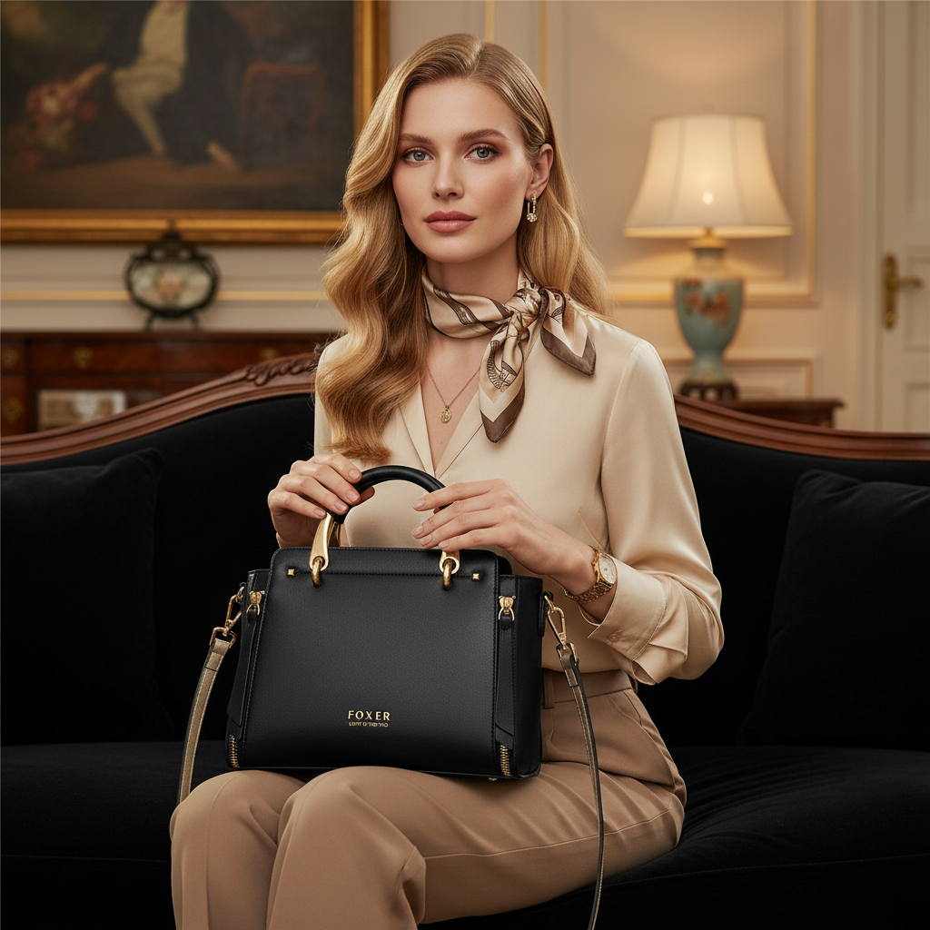 Bolsa Feminina Transversal De Couro Modelo Prestige Cabas Black