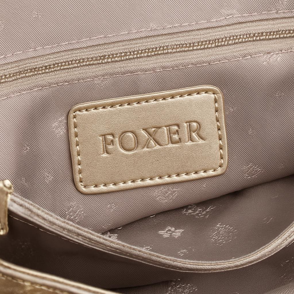 Bolsa feminina Grande De Couro Modelo Foxer Vittora Beige