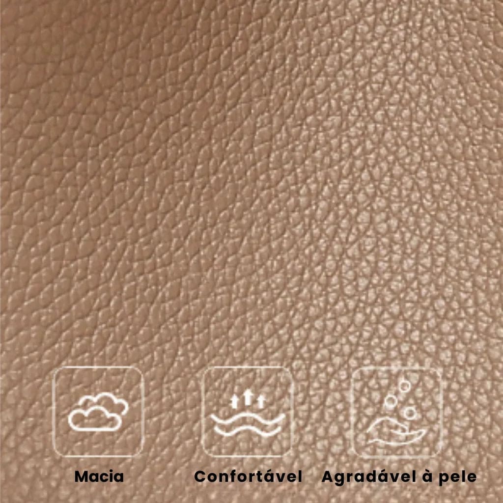Detalhe do couro genuíno e acabamento refinado da bolsa FOXER Ravelle Beige