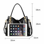 Bolsa Feminina  Grande Preta  De Couro Genuíno  Modelo Foxer Royale Black