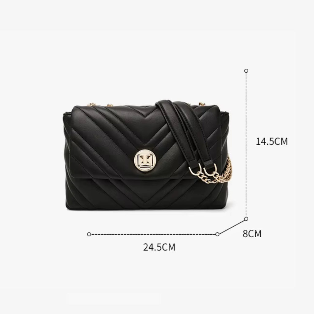 Bolsa feminina Transversal De Couro Modelo Camille Prestige  Black