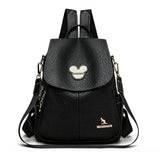 Mochila Feminina Preta De Couro Modelo Serena Black