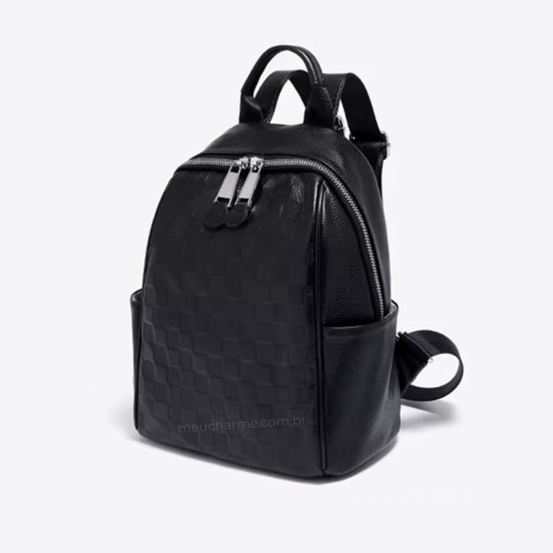 Mochila Feminina De Couro Modelo Spine Black