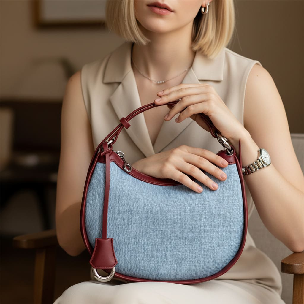 bolsa feminina transversal  pequena jeans luxe 2.1