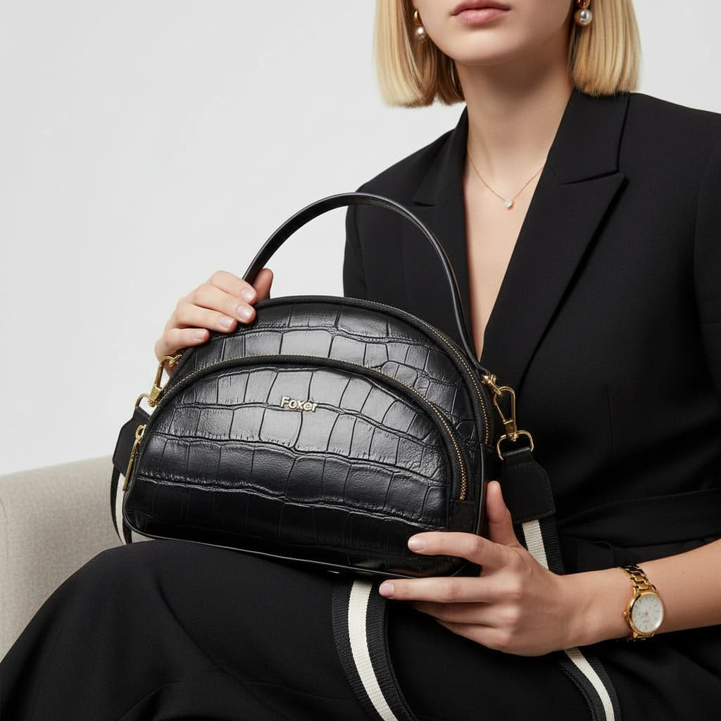 Bolsa feminina transversal de couro preta  rivelle