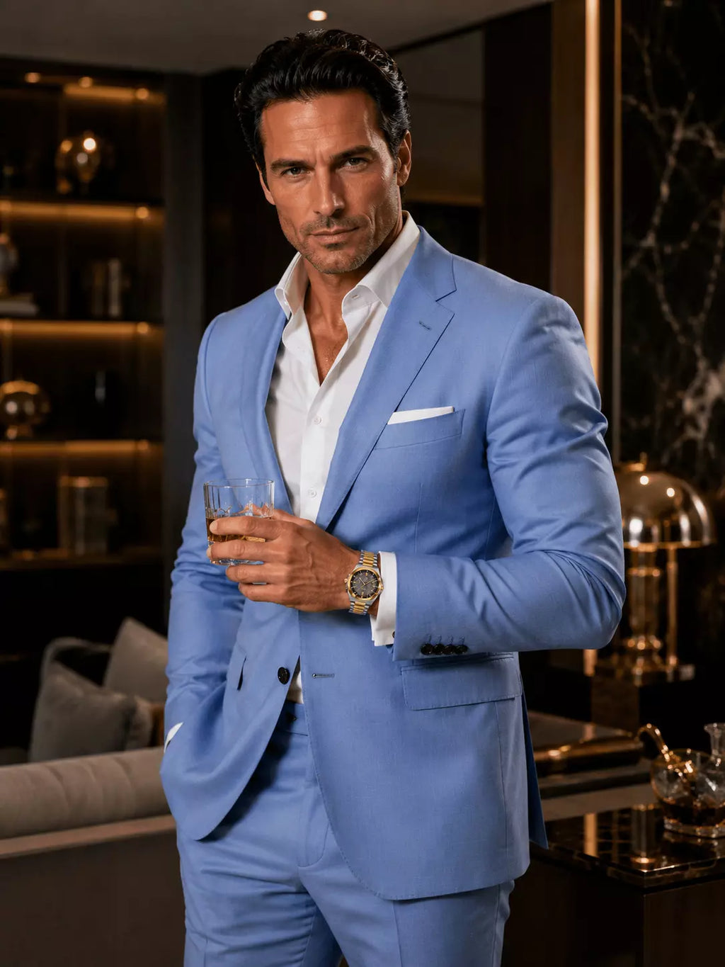 Relógio Masculino  Modelo Pantheu Silver Gold