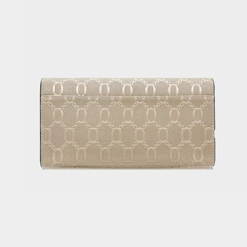 Carteira Feminina Grande De Couro Refinado Modelo Foxer Sélune Beige