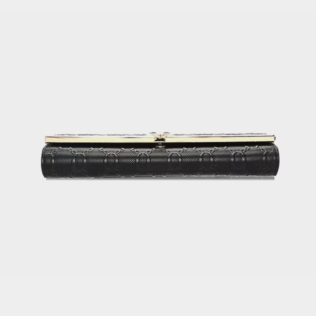 Carteira feminina Grande De Couro Modelo Foxer Sélune Black