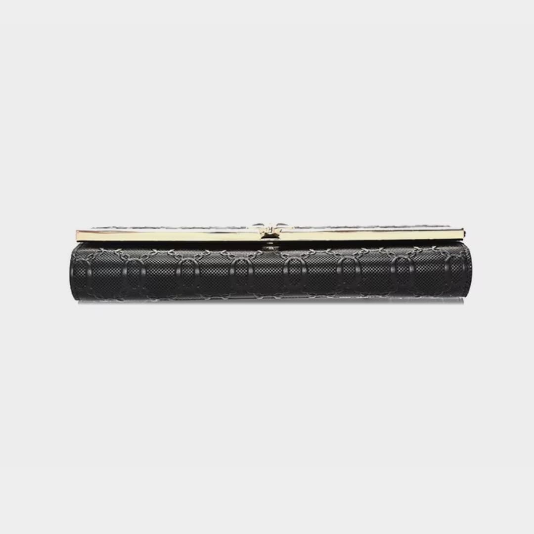 Carteira feminina Grande De Couro Modelo Foxer Sélune Black