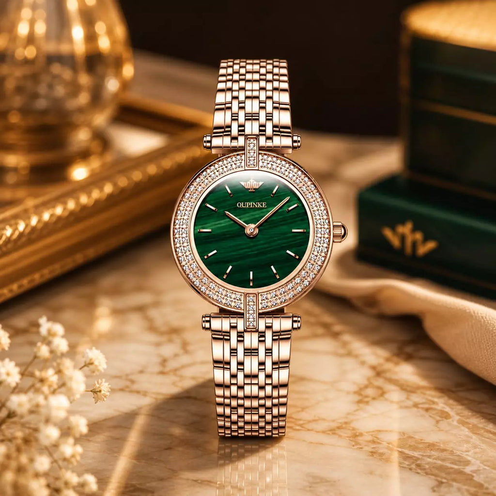 Relógio Feminino Quartzo Modelo Celebriné Green Gold