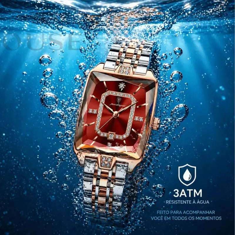 relogio feminino dourado a prova d agua 