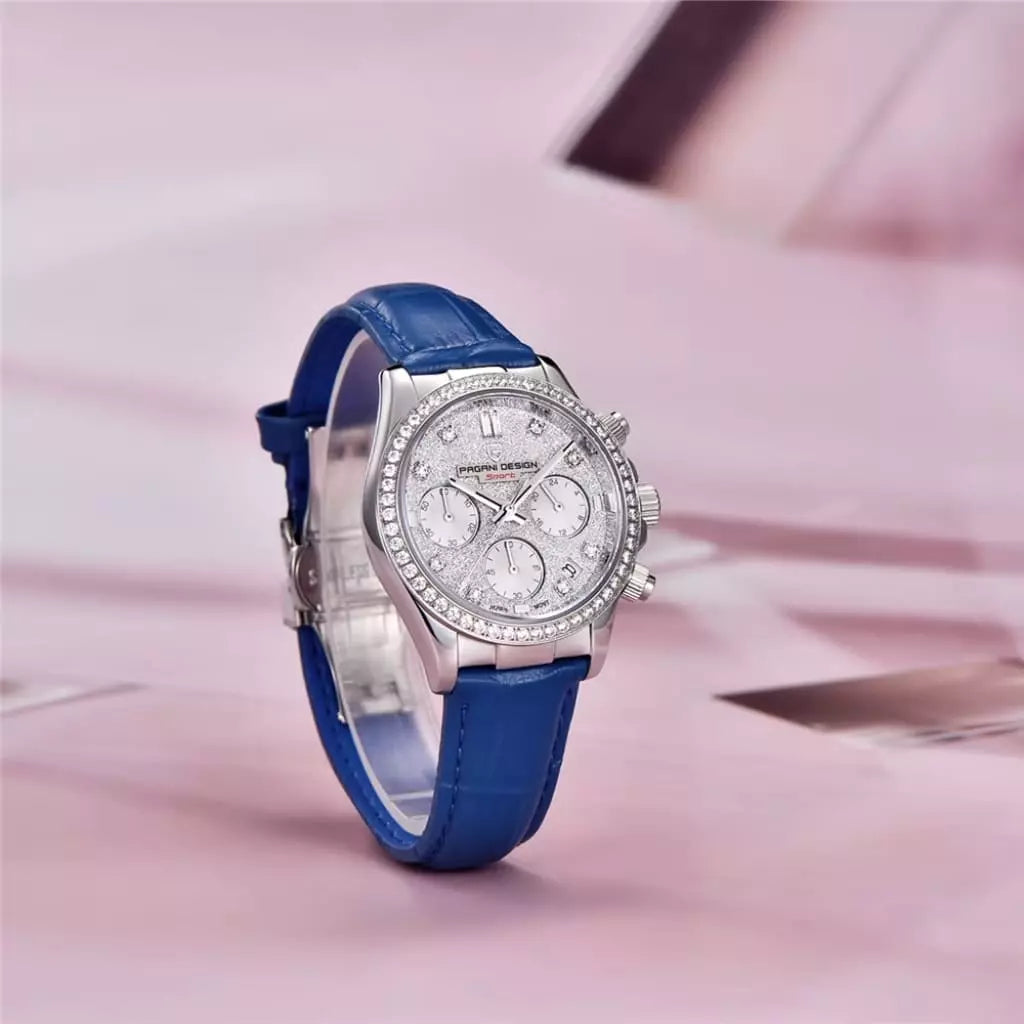 Relógio Feminino De Couro Pagani Design Seraphine  Blue