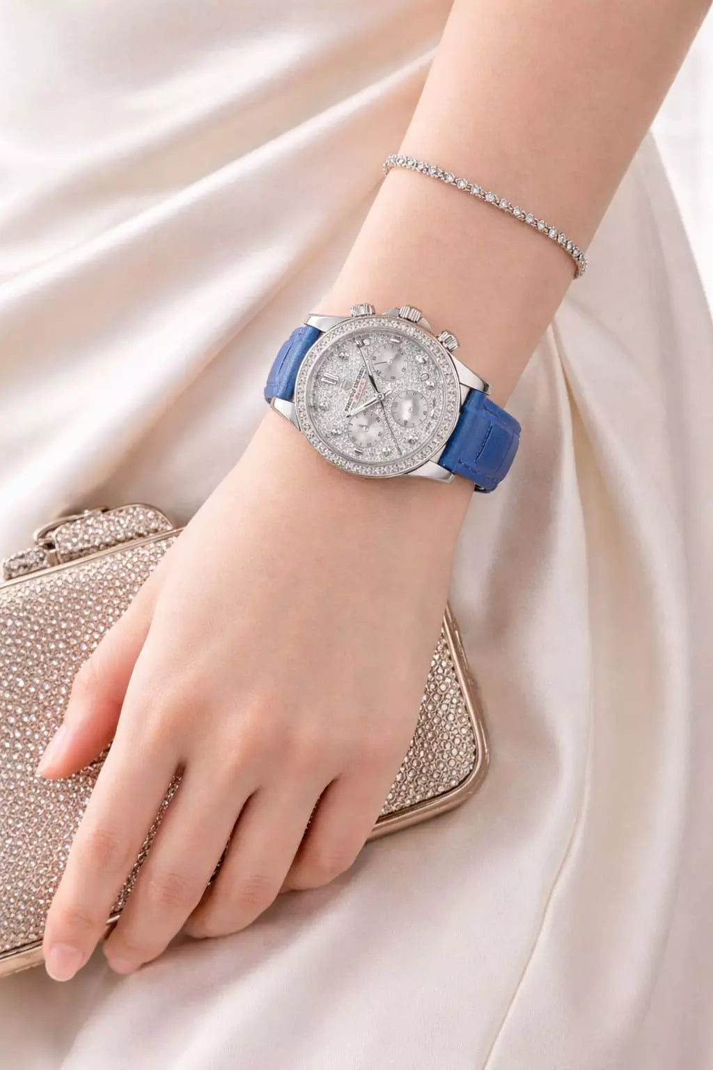 Relógio Feminino De Couro Pagani Design Seraphine  Blue