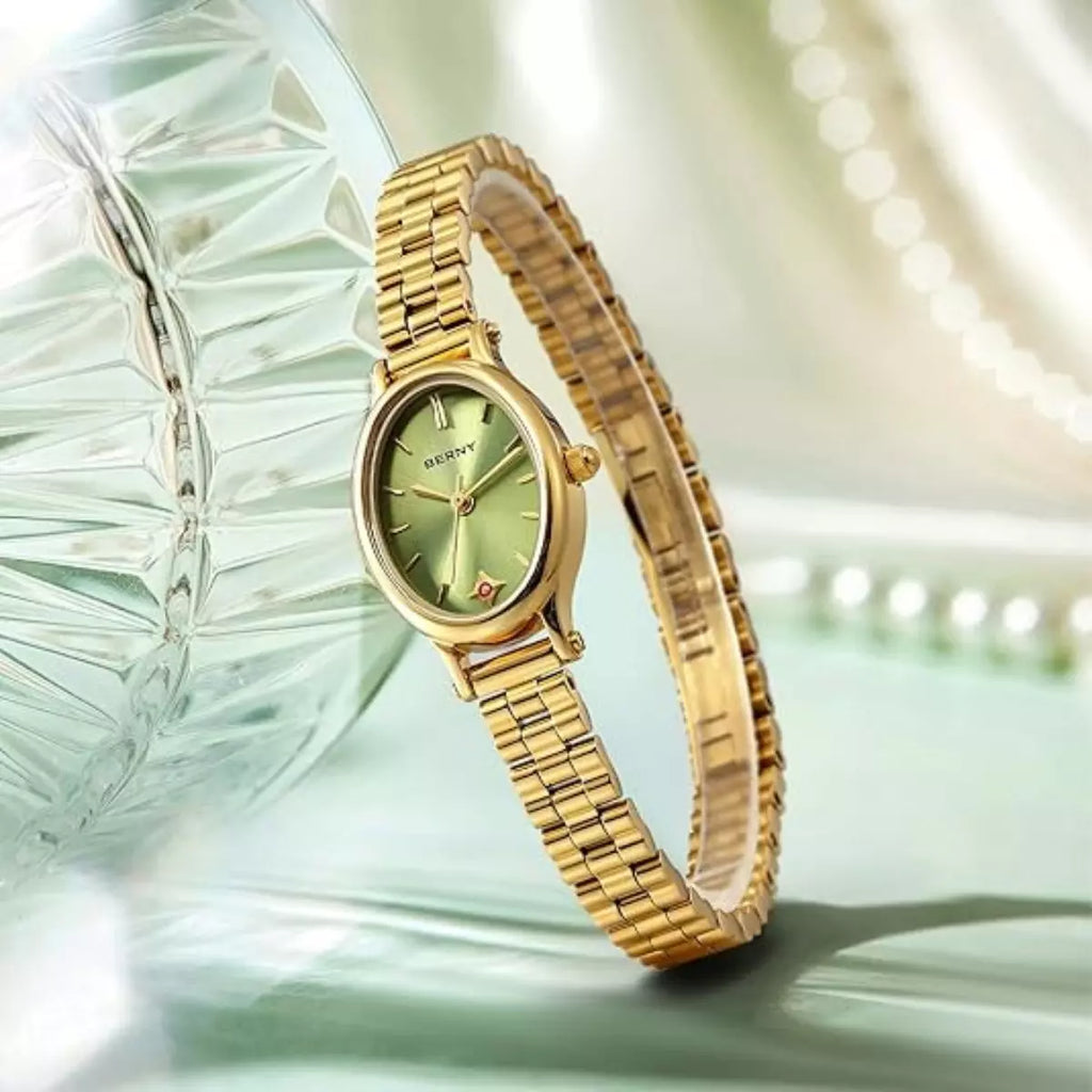 Relógio Feminino Dourado Pequeno Modelo Berny Vendôme  Emerald