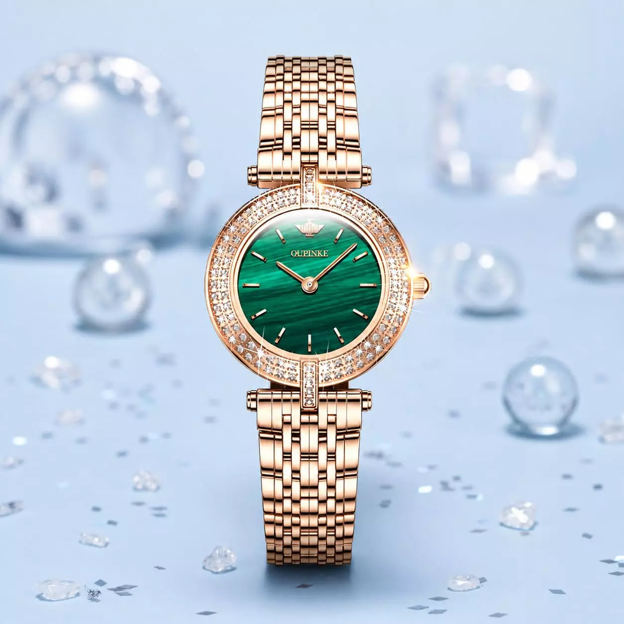 Relógio Feminino Quartzo Modelo Celebriné Green Gold