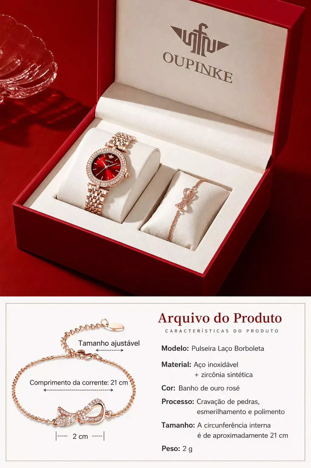 Relógio Feminino Quartzo Modelo Celebriné  Red Gold