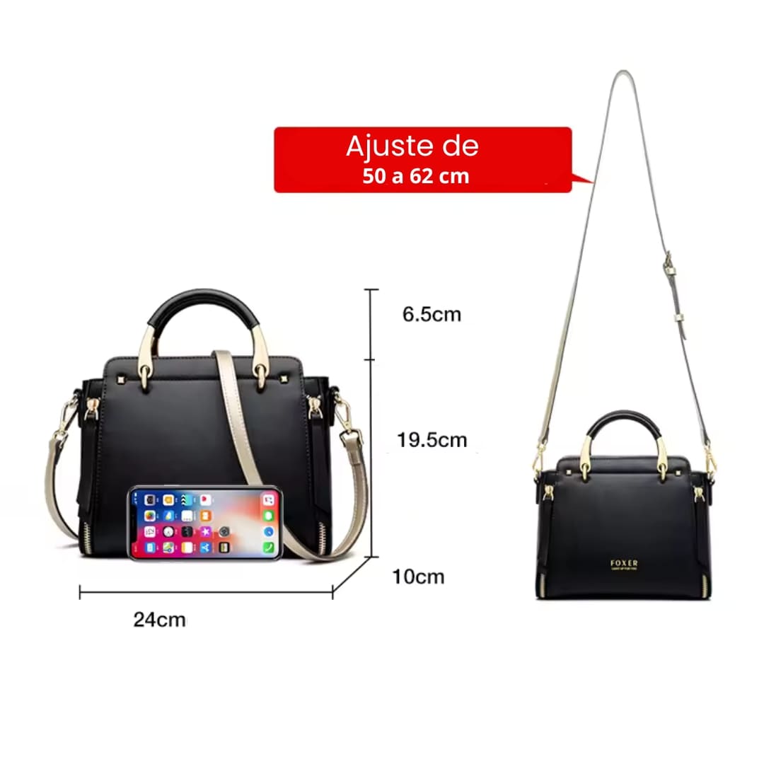 Bolsa Feminina Transversal De Couro Modelo Prestige Cabas Black
