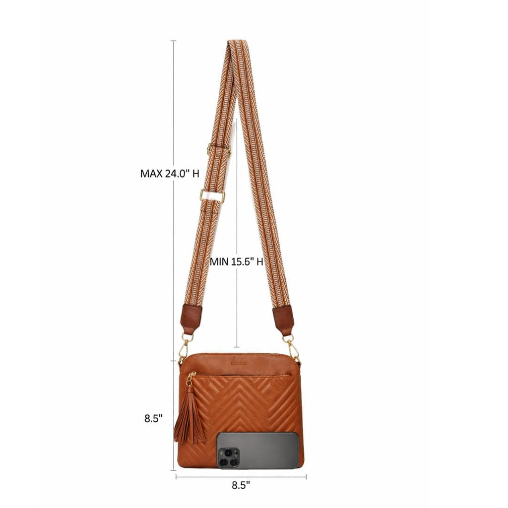 Bolsa Feminina Transversal De Couro Genuíno  Modelo Althena Brown