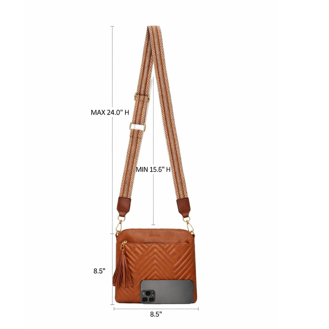 Bolsa Feminina Transversal De Couro Genuíno  Modelo Althena Brown